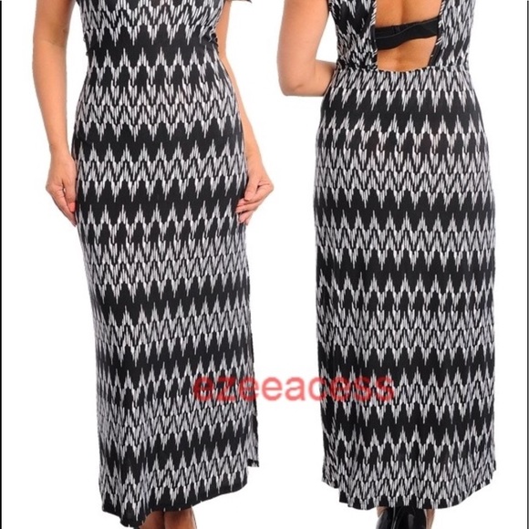 Plus size chevron long maxi dress summer beach - Picture 4 of 4